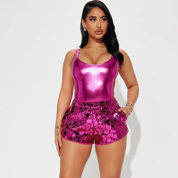 Fashion Nova Pants - Glossed Up Booty Short - Fuchsia